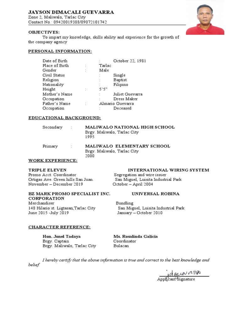 Jayson Guevarra's Resume Summary | PDF