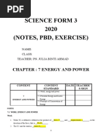 Science Form 3 2020 (Notes, PBD, Exercise) : Chapter: 7 Energy and Power