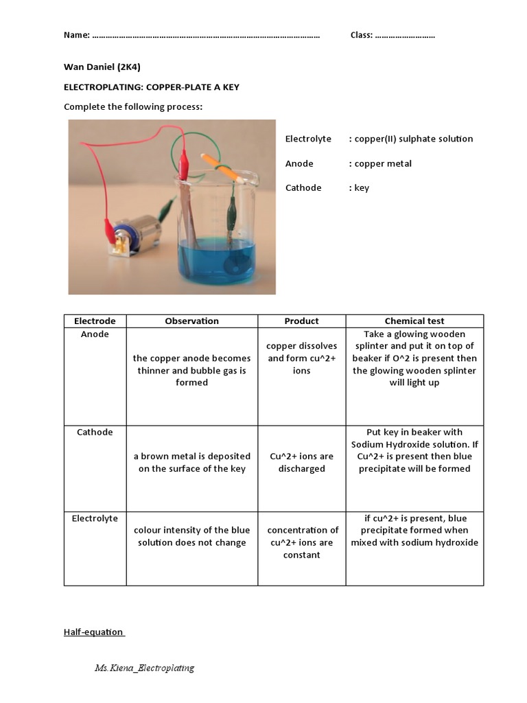 Copper Electroplating Process for Keys | PDF