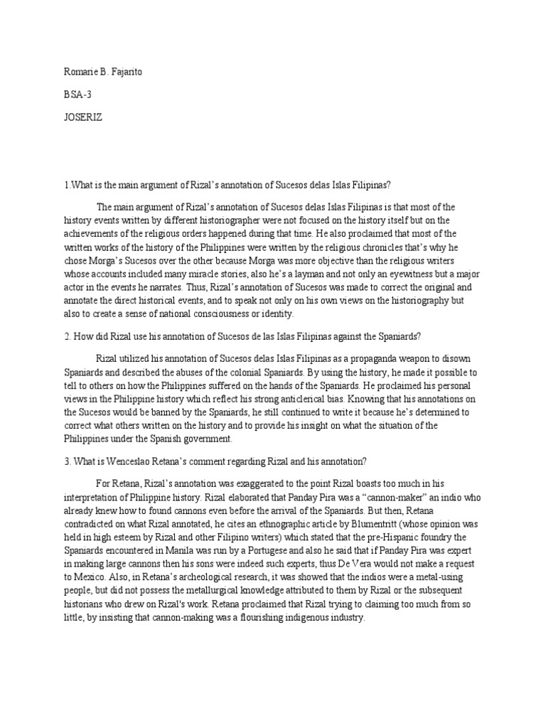 Rizal's Annotations on Morga's Sucesos | PDF | Philippines | Historiography