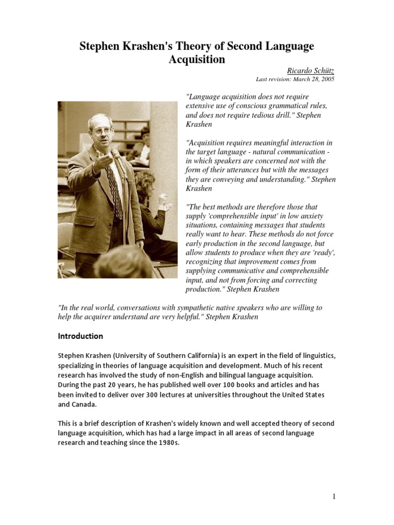 Stephen Krashen S Theory Of Second Language Acquisition Pdf