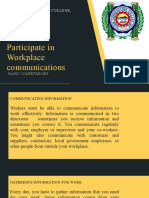 SJDM Cornerstone College, Inc.: Participate in Workplace Communications