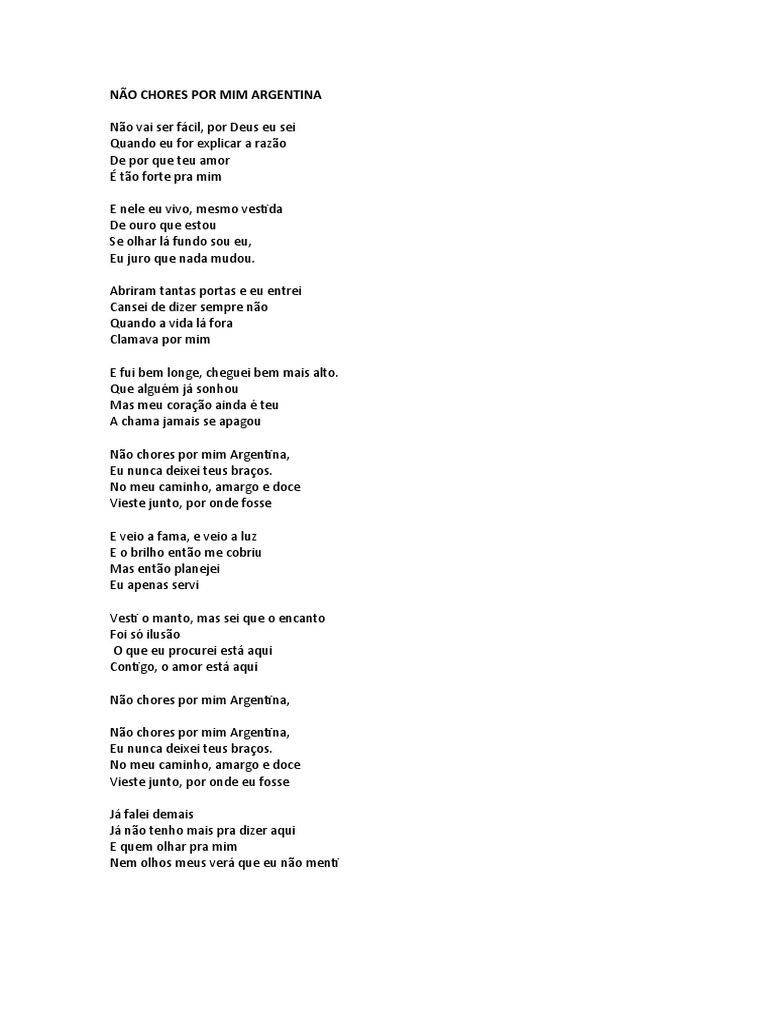 NÃO CHORES POR MIM ARGENTINA PDF