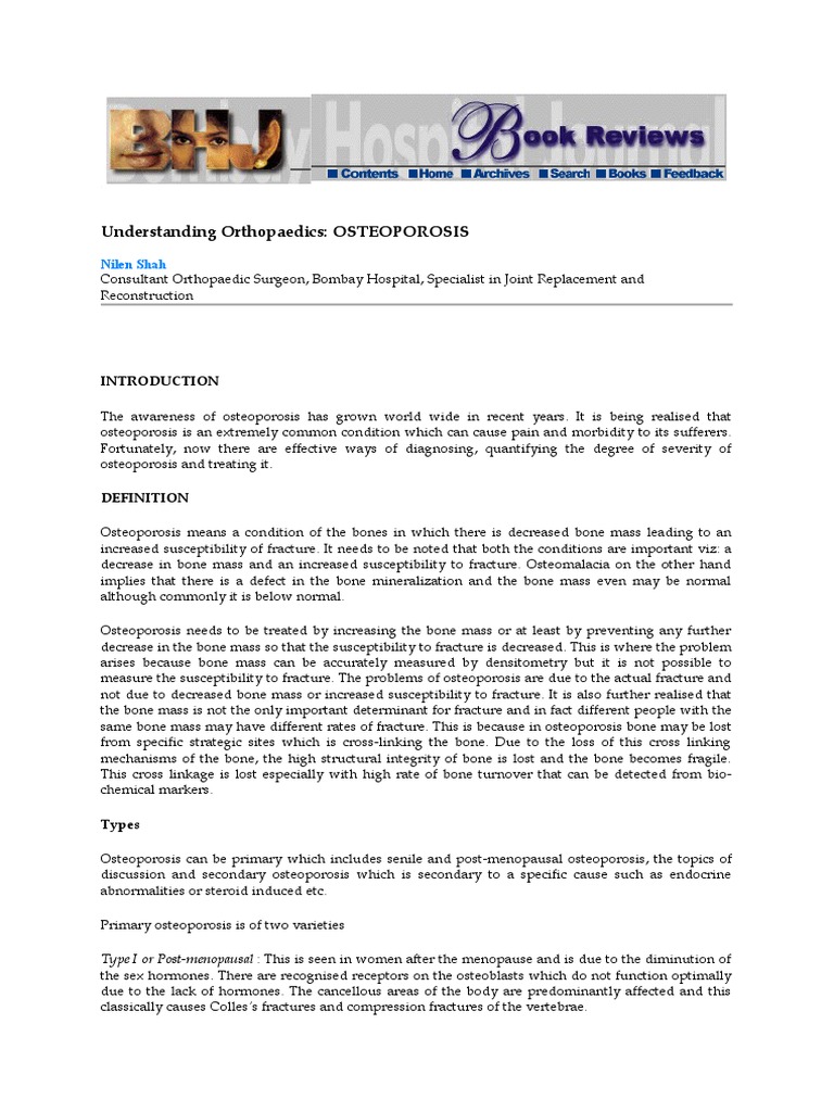 Osteoporosis: Diagnosis and Treatment Guide | PDF | Osteoporosis | Bone