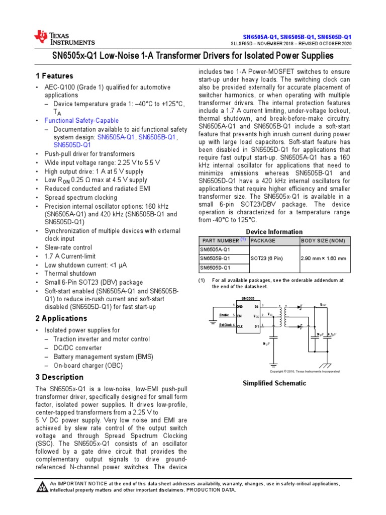 sn6505b q1 PDF | PDF | Electrostatic Discharge | Power Supply