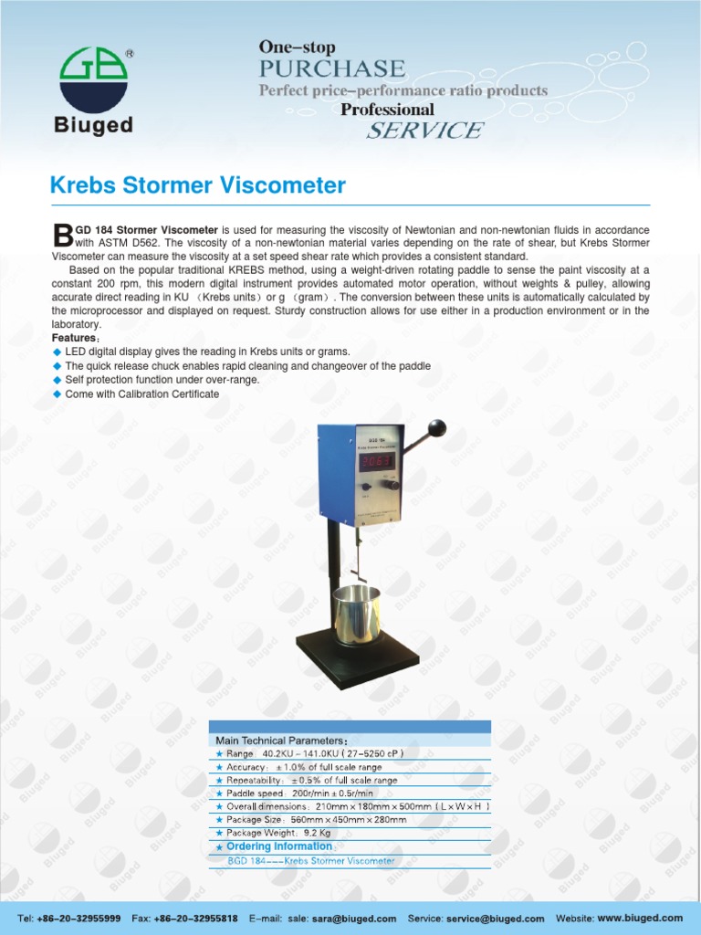 BGD 184 Krebs Stormer Viscometer | PDF