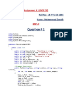 Question # 1: Assignment # 1 (OOP C#)