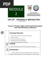 Module 2. Lesson 4. Various Types of Document Surrogates and Characteristics of Abstract