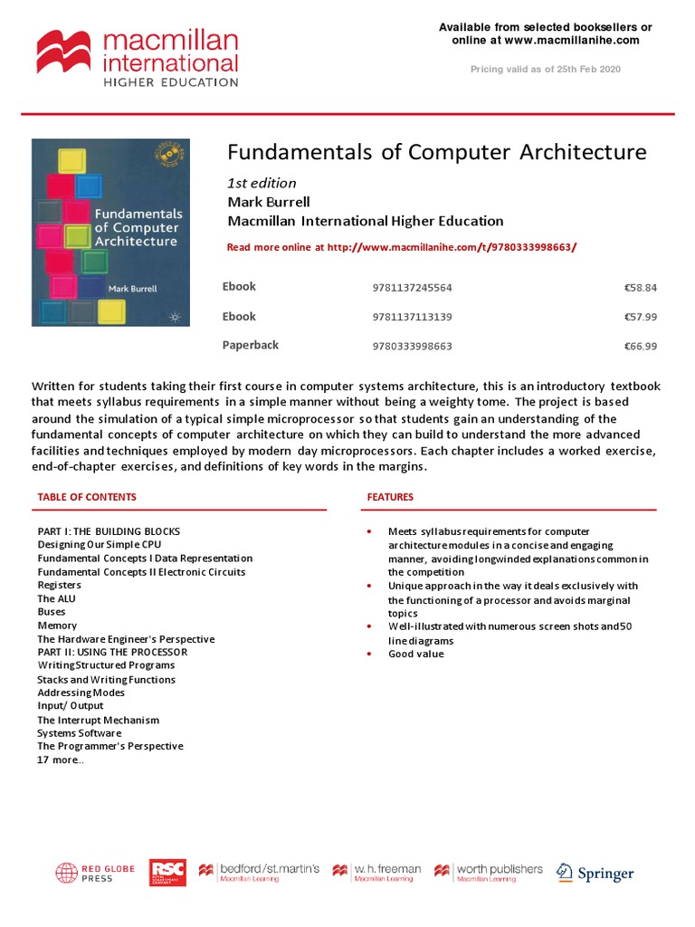 Fundamentals of Computer Architecture: 1st Edition | PDF | Central ...