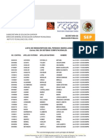 Lista de Reinscripcion Del Periodo Enero-Junio/2011: Secretaría de Educación Pública