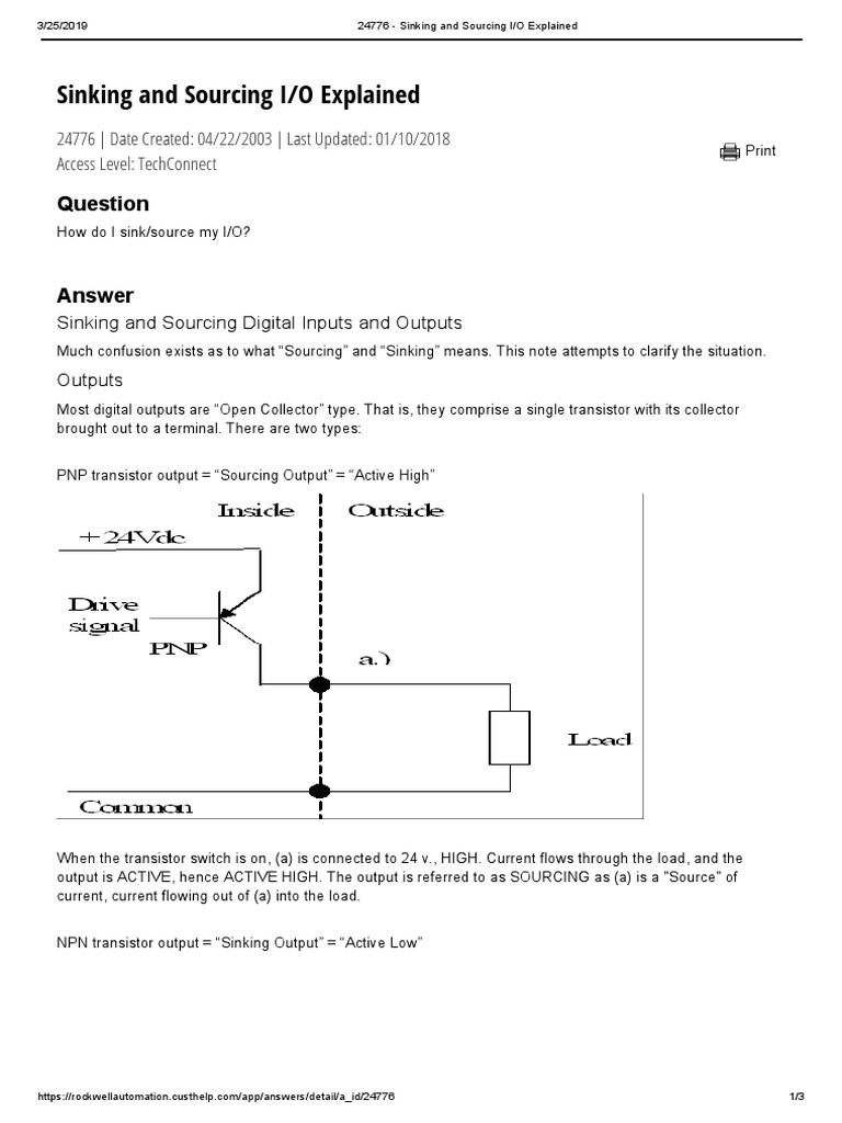 Sinking vs. Sourcing I/O Basics | PDF | Bipolar Junction Transistor ...