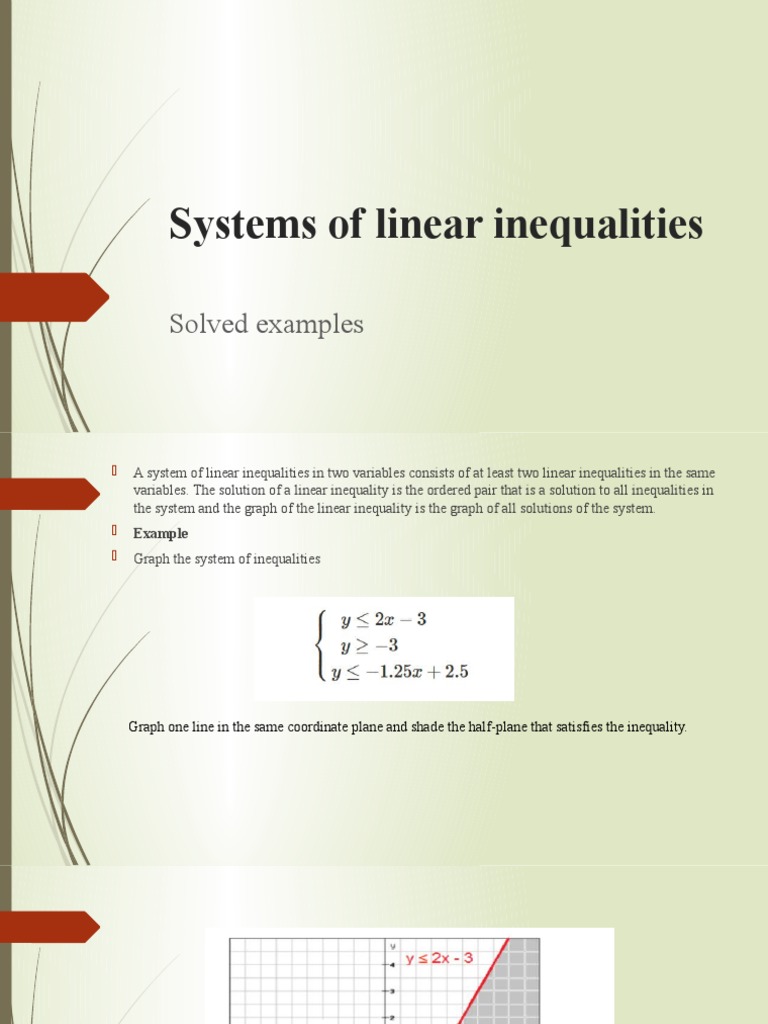 Systems of Linear Inequalities Solved Examples | PDF