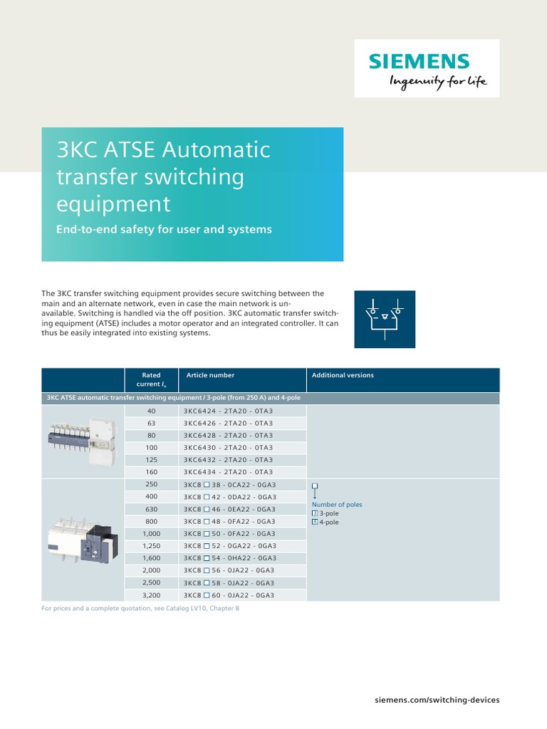 3KC Automatic Transfer Switching Equipment | PDF | Power Supply ...