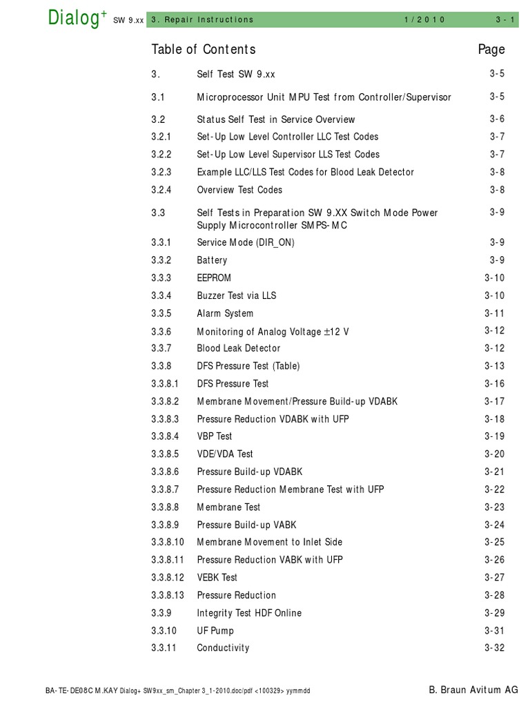 Dialog+ SW9.xx Service Manual, Chapter 3 Repair Instructions, Edition 1 ...