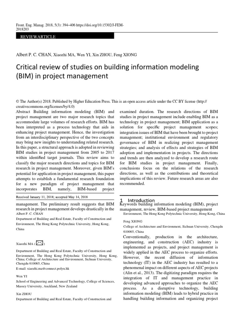 Critical Review BIM Project Management | Download Free PDF | Building ...
