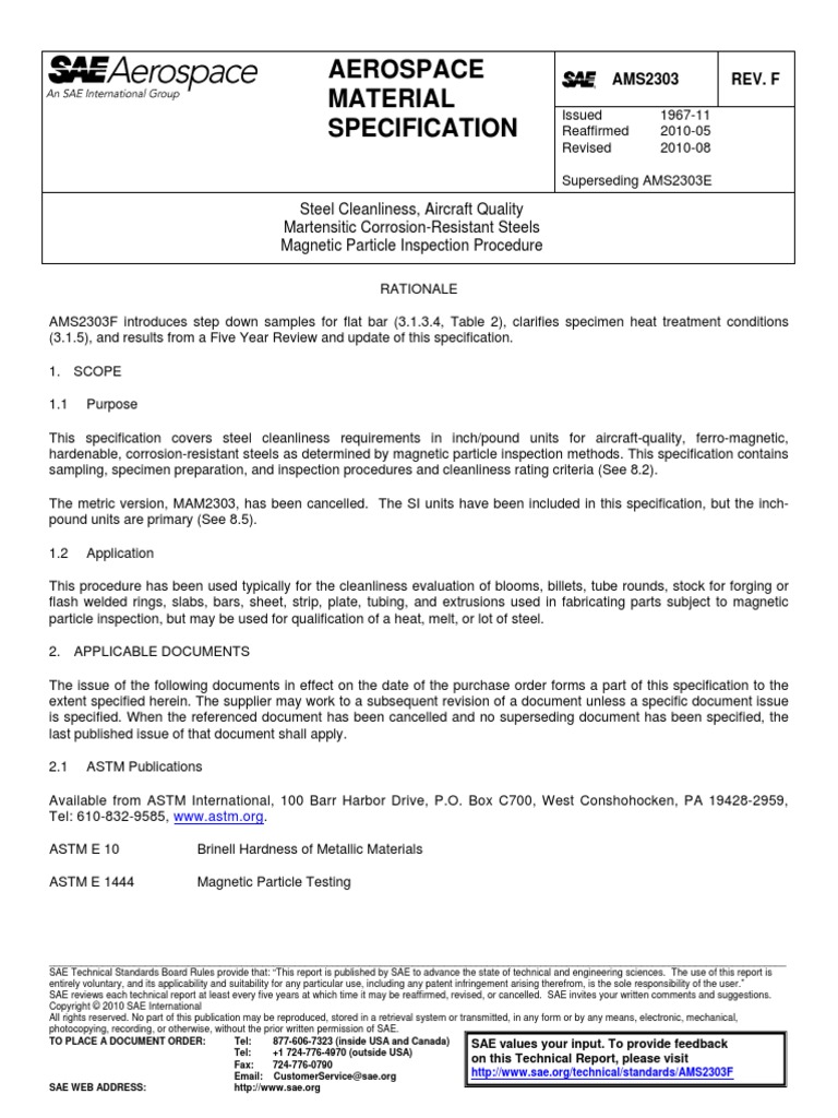 AMS2303 Steel Cleanliness, Aircraft Quality PDF PDF Ingot