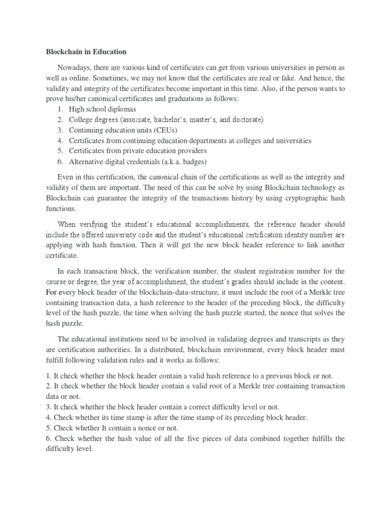 Blockchain for Validating Education Credentials | PDF | Cyberwarfare ...
