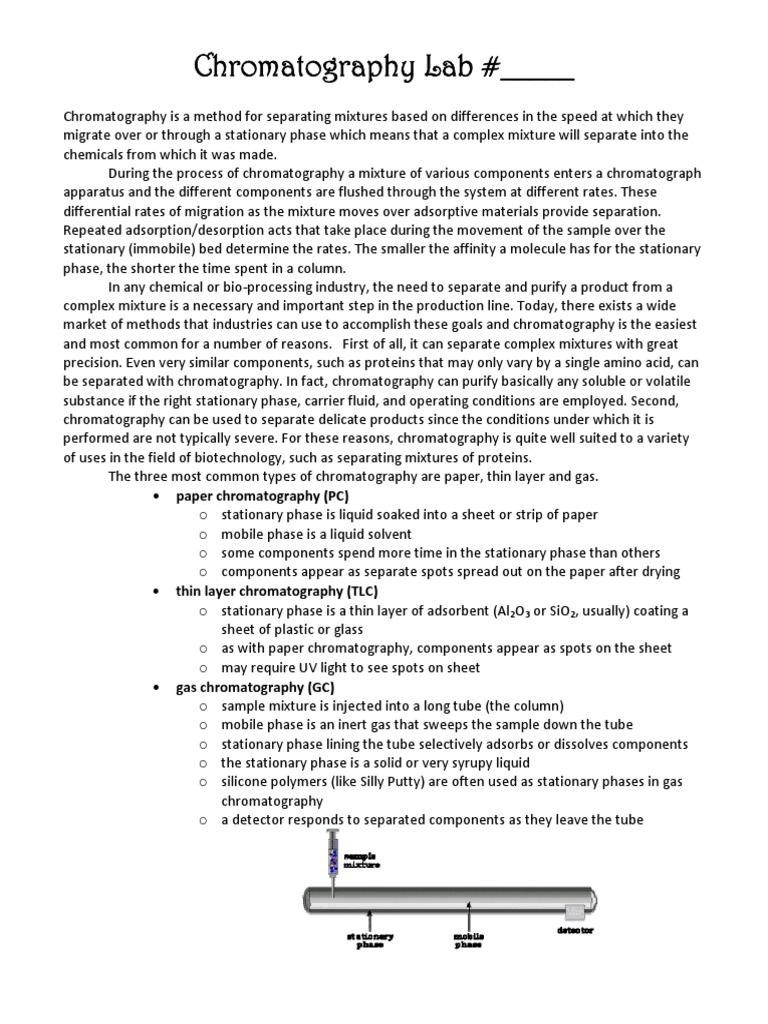 Chromatography Lab PDF Chromatography Gas Chromatography