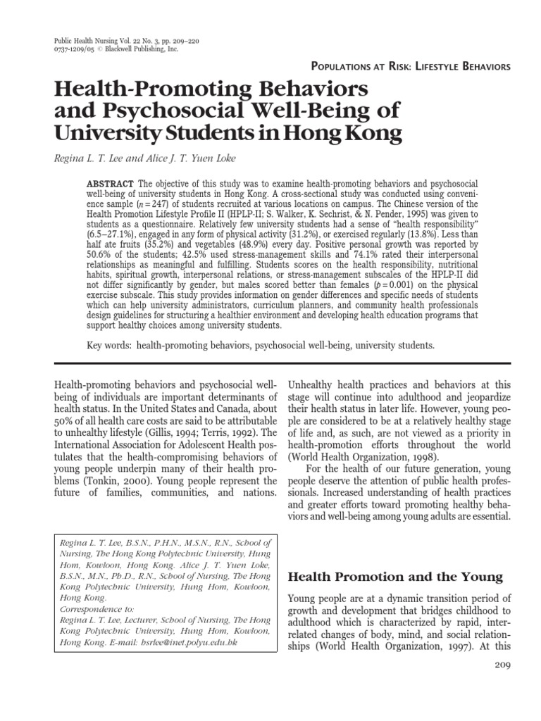 Health Behaviors of Hong Kong Students | PDF | Youth | Health Promotion
