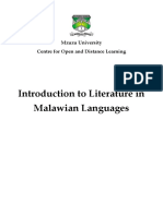 Introduction To Literature in Malawian Languages: Mzuzu University Centre For Open and Distance Learning