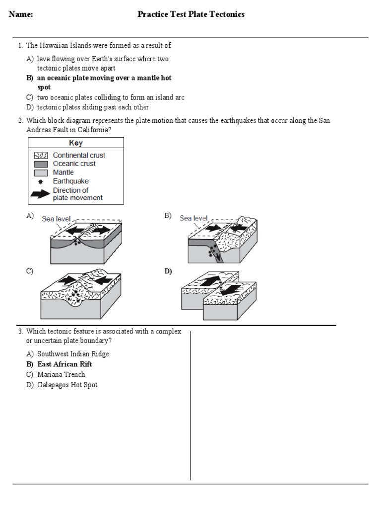 New Plate Tectonics Practice TC PDF PDF Plate Tectonics Earthquakes