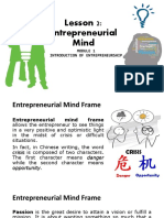 Lesson 2: Entrepreneurial Mind: Introduction of Entrepreneurship