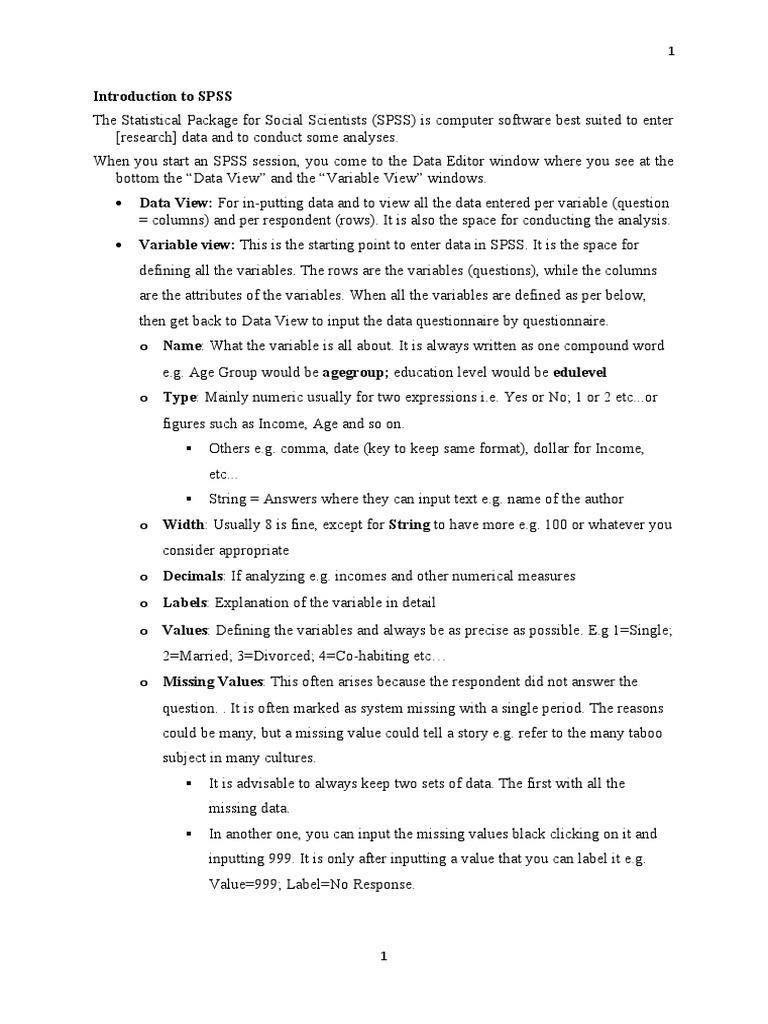 SPSS Notes | PDF | Spss | Categorical Variable