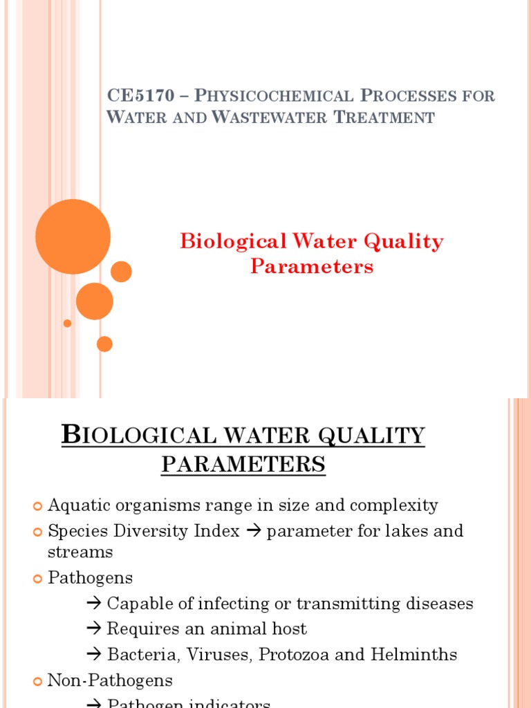 Biological Water Quality Parameters PDF Virus Bacteria