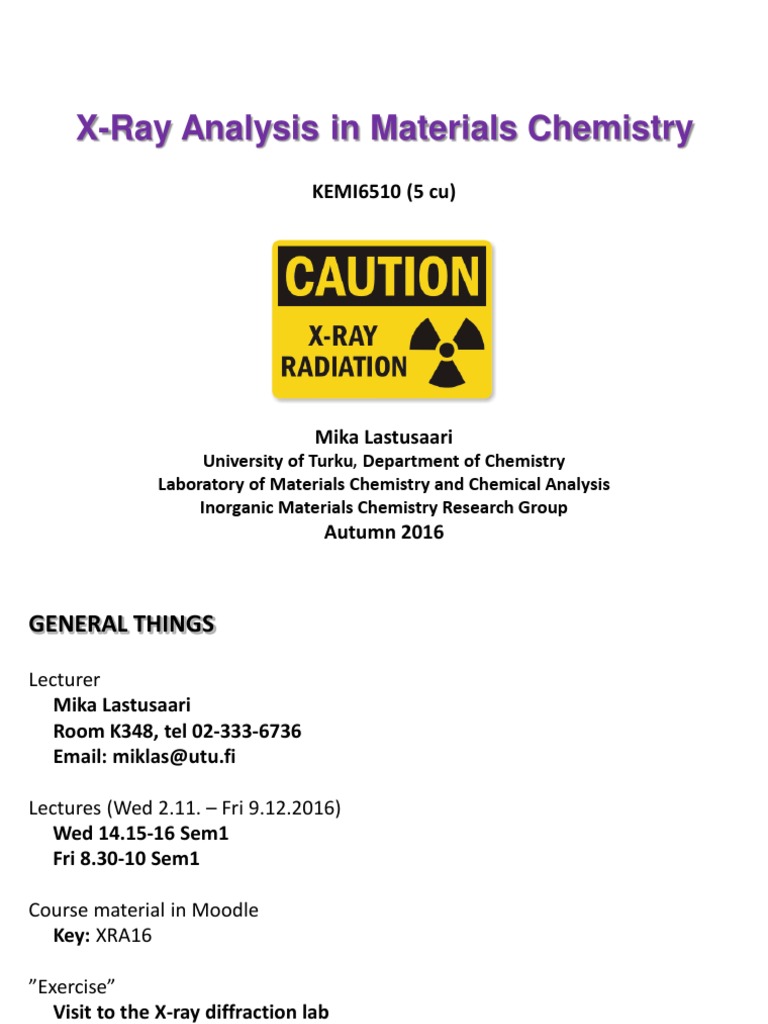 Lastusaari XRD Course Material 2016 | PDF | Crystal Structure | X Ray ...