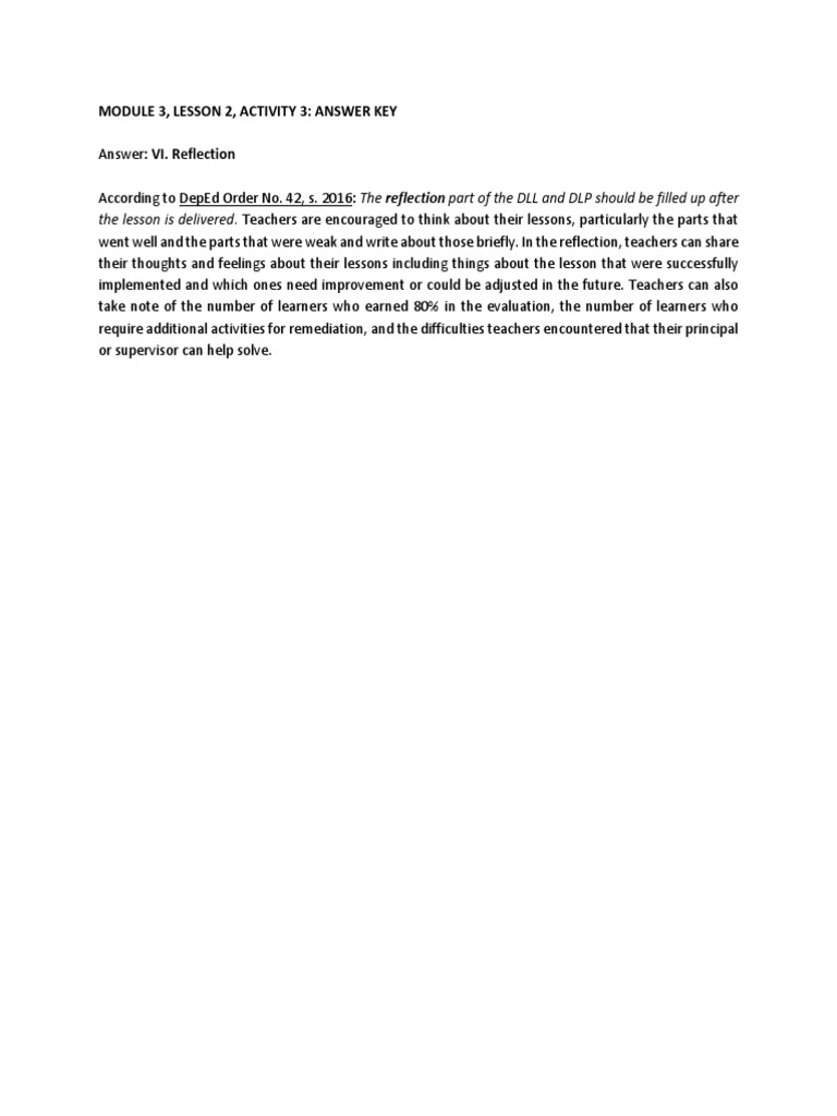Teacher Reflection Guidelines for DLL/DLP | PDF