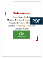 Oolsumania: Team Name: Member 1: Member 2: Member 3: Campus