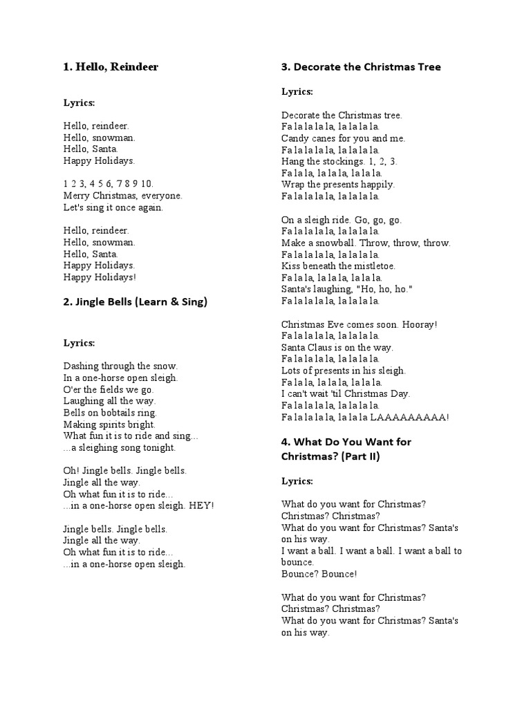 Hello, Reindeer 3. Decorate The Christmas Tree Lyrics Lyrics PDF