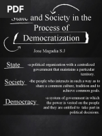 State and Society in The Process of Democratization: Jose Magadia S.J