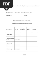 Department of Electrical Engineering EE 383: Instrumentation and Measurements