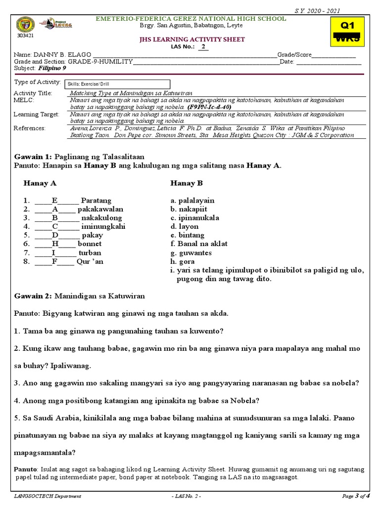 Filipino 9 Las 2 Week 5 Pdf