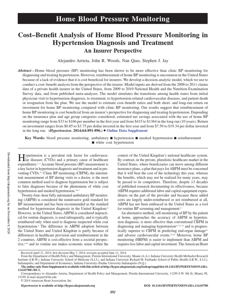 Home Blood Pressure Monitoring | PDF | Hypertension | Cardiovascular ...