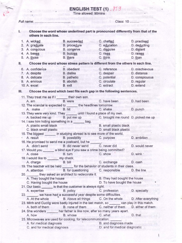 Progress Test 9 | PDF