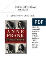 10 Specific Historical Sources: 1. Diary of A Young Girl Secondary Source