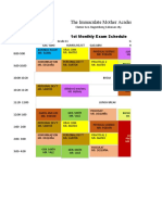 The Immaculate Mother Academy, Inc.: 1st Monthly Exam Schedule