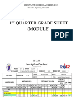 1 Quarter Grade Sheet (Module) : The Immaculate Mother Academy, Inc