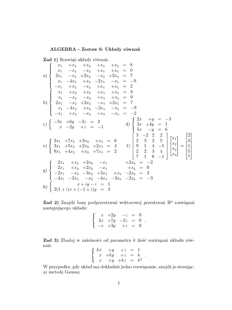 6 Uklady Rownan | PDF