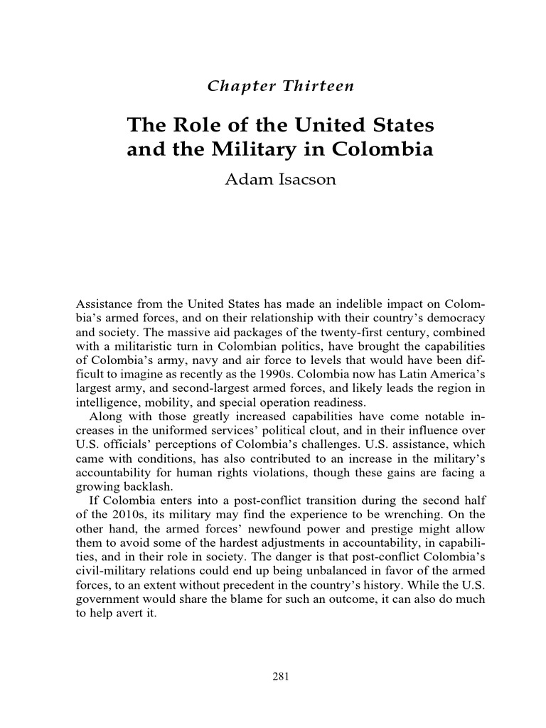 Isacson, 2015, The Role of The United States and The Military in ...