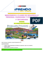 Solucion 24 Semana CLASES DE DESARROLLO PERSONAL CIUDADANIA Y CIVICA, 4° SEC-1