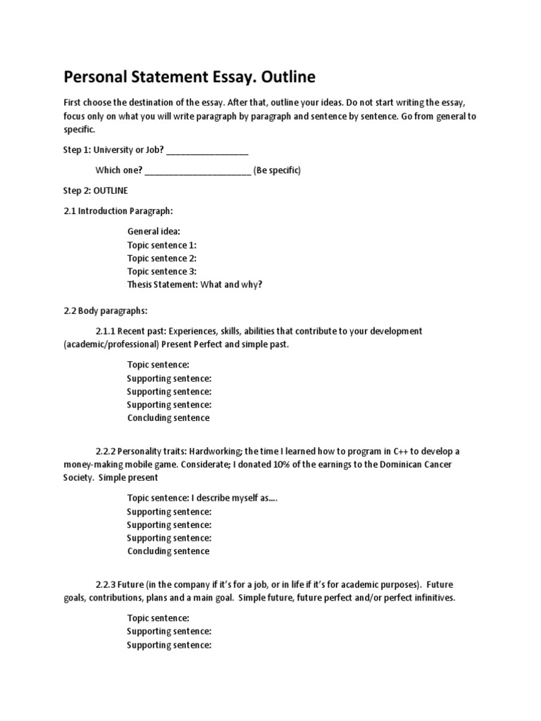 Personal Statement Outline PDF