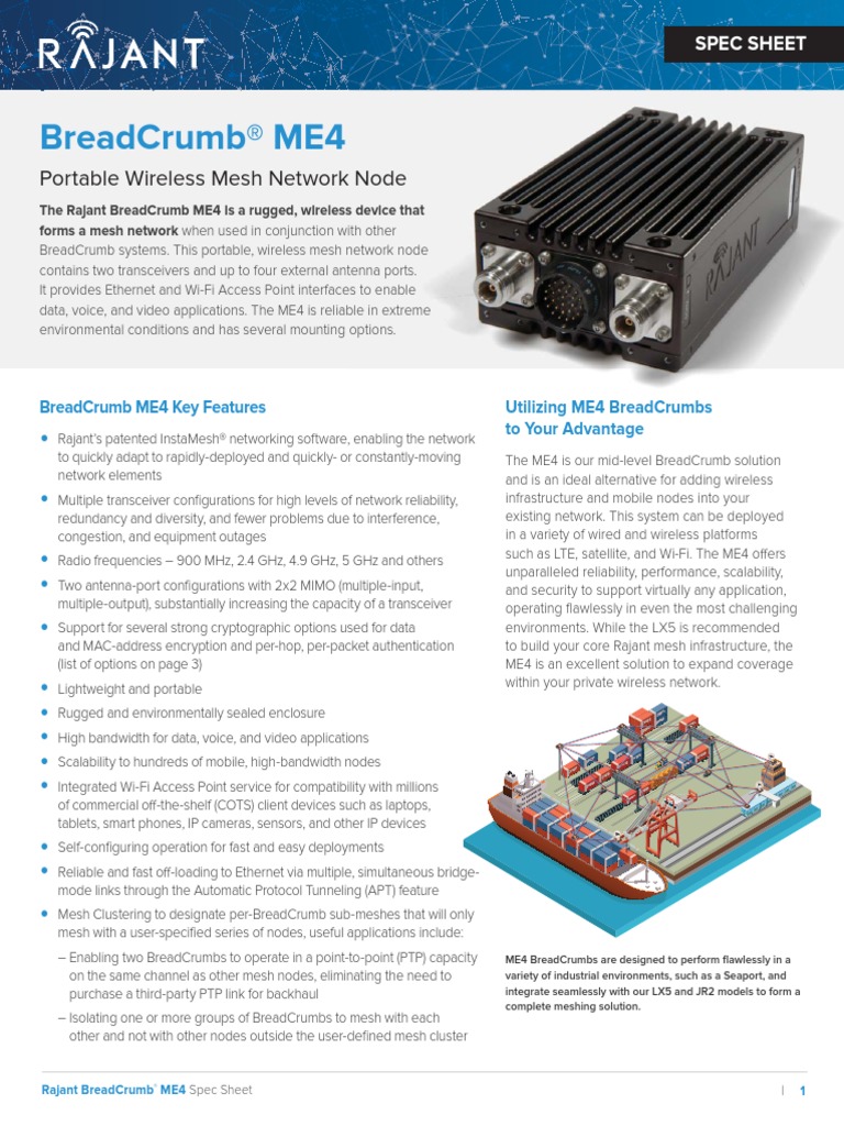 Breadcrumb® Me4: Portable Wireless Mesh Network Node Node | PDF | Wi Fi ...