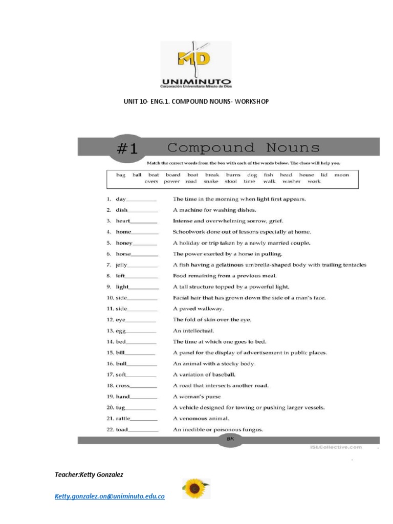Compound Nouns Workshop Guide | PDF