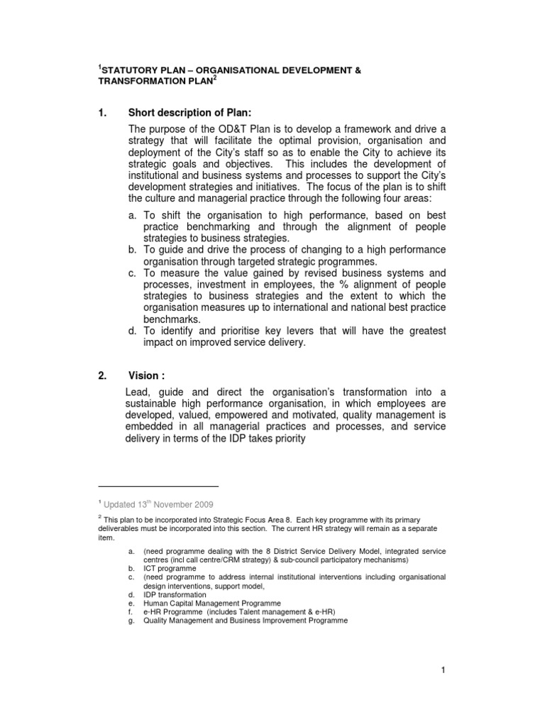 City Organizational Development Plan | PDF | Strategic Management ...