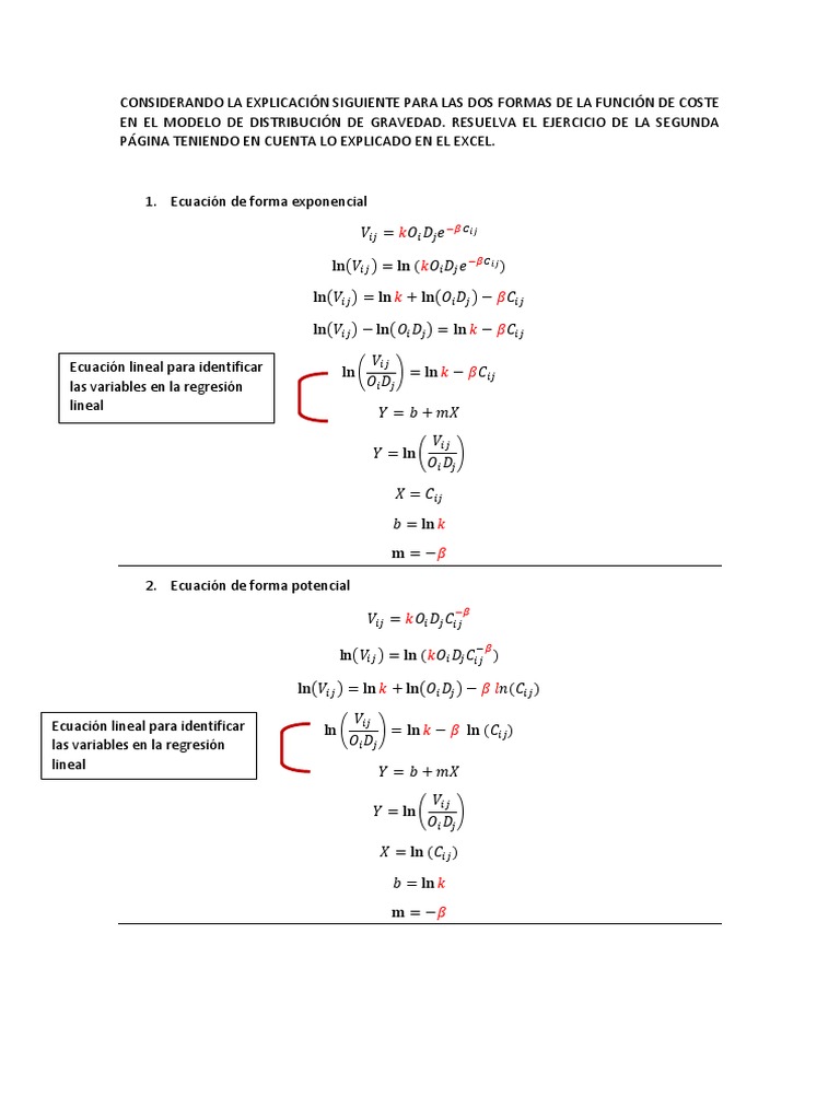 Ejercicio para Entregar - Modelo de Gravedad | PDF | Matriz (Matemáticas) |  Conceptos matemáticos