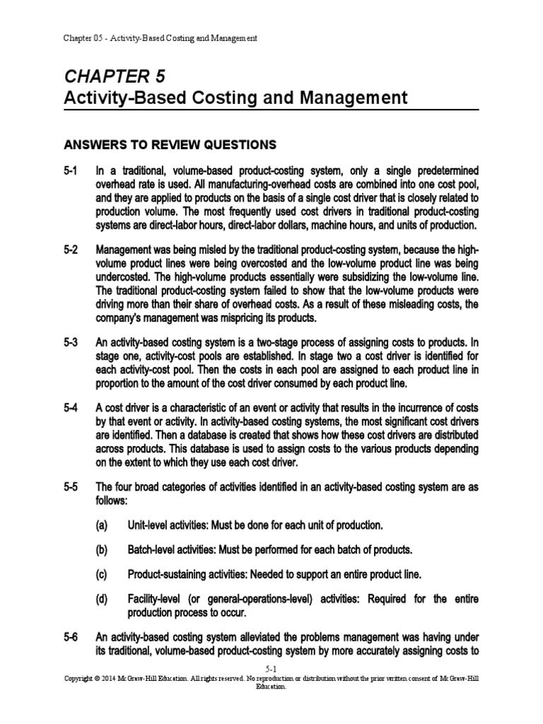 Activity-Based Costing and Management: Answers To Review Questions ...