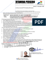 Surat Panggilan Test PT - PERTAMINA (Persero) PDF